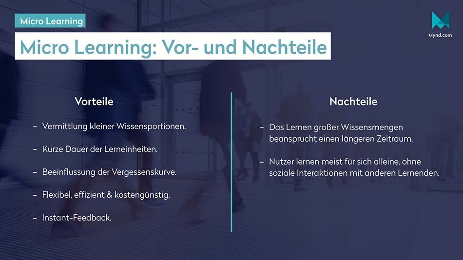 Micro Learning Vorteile und Nachteile auf einen Blick