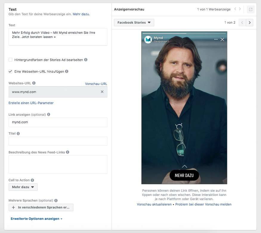 facebook story ad tutorial werbeanzeige gestalten